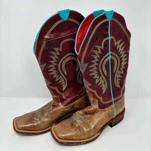 Macie Bean M9103 Rose Gold Bottom/Maroon Upper Leather Boots Womens Size: 7.5